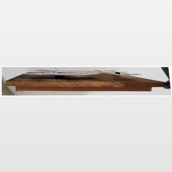 New Distressed Silver Metal Weathervane Rooster On Wood Square Home Décor - Picture 4 of 10